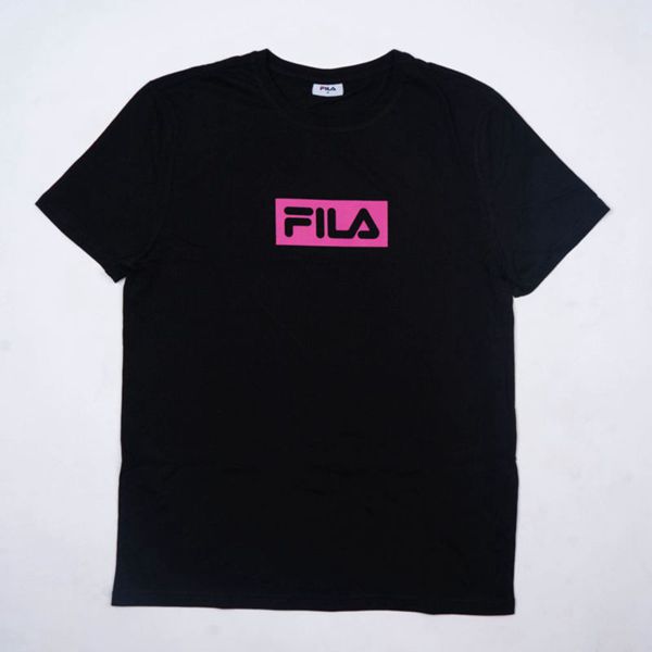 Fila Ali Oversized Women's T-Shirts - Black/Pink,NZ 275-41596